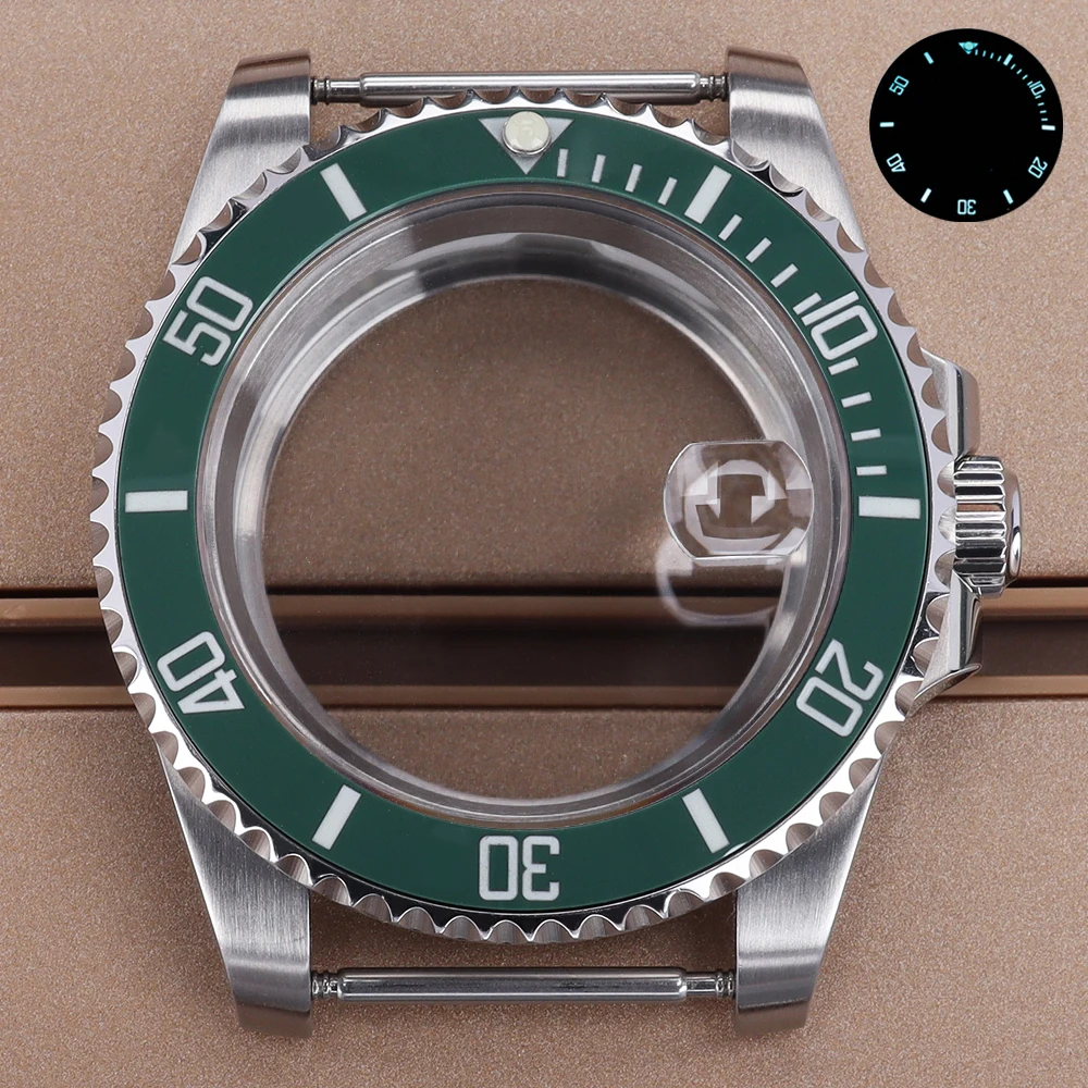 

200m Waterproof Diver Case 40mm C3 Bezel Watch Case Sapphire Glass For NH35 NH36 NH34NH38 Eta2824 Miyota8215 SUB GMT Watch parts