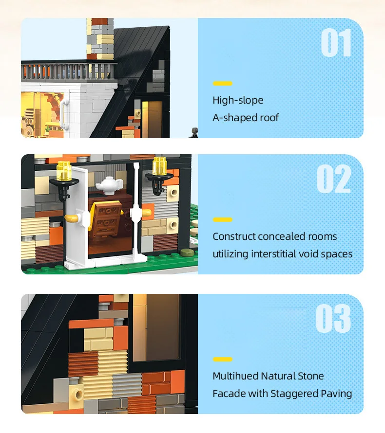 Kreatives Baustein-Set Australien Stadtansicht Ararat Villa Baukasten-Modell Lehrreiches Spielzeug Sammlerstück Mit Beleuchtung – Detail 3