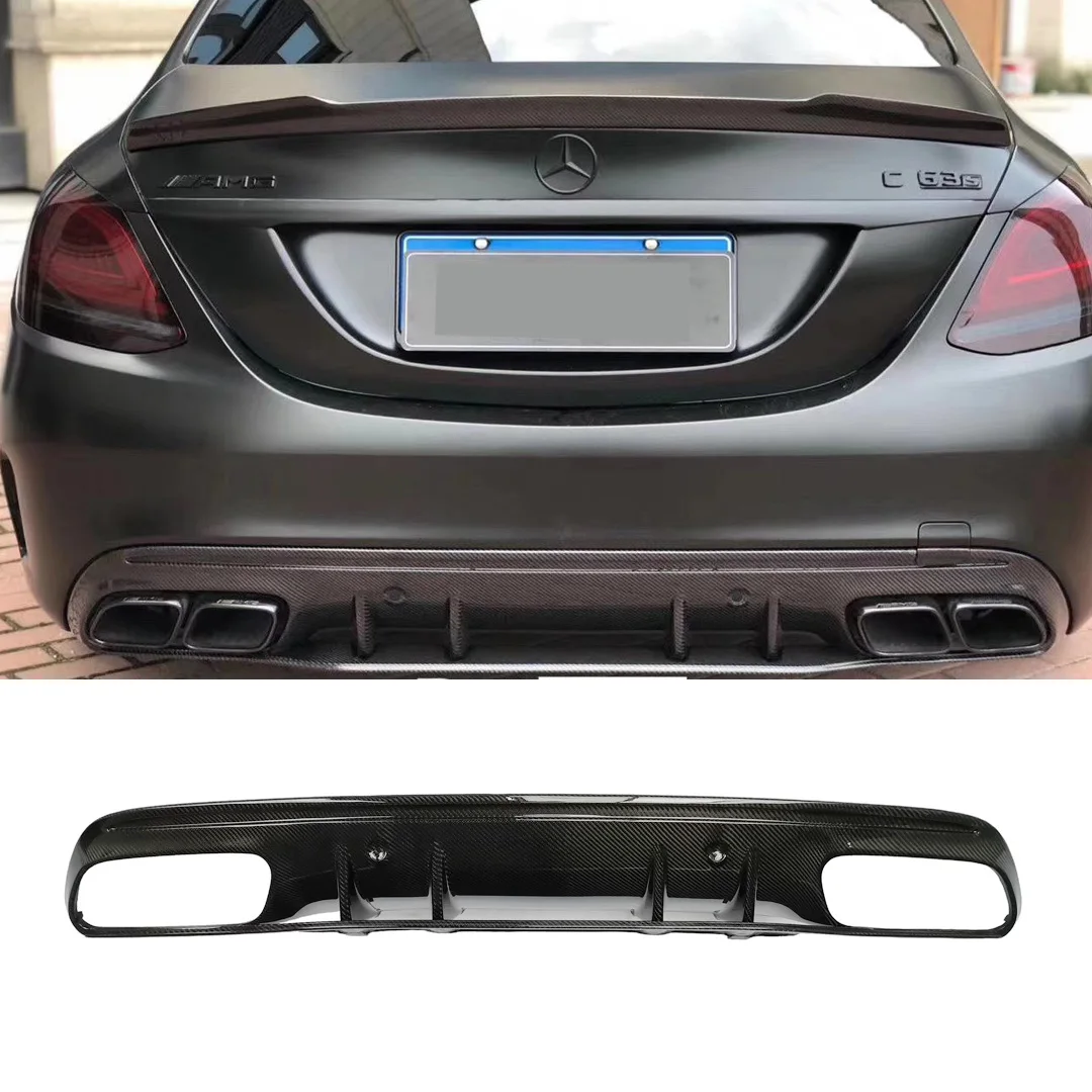 

W205 C63 Four Exhaust Vents Carbon Fiber Rear Bumper Diffuser Lips for Mercedes Benz W205 C63 2019