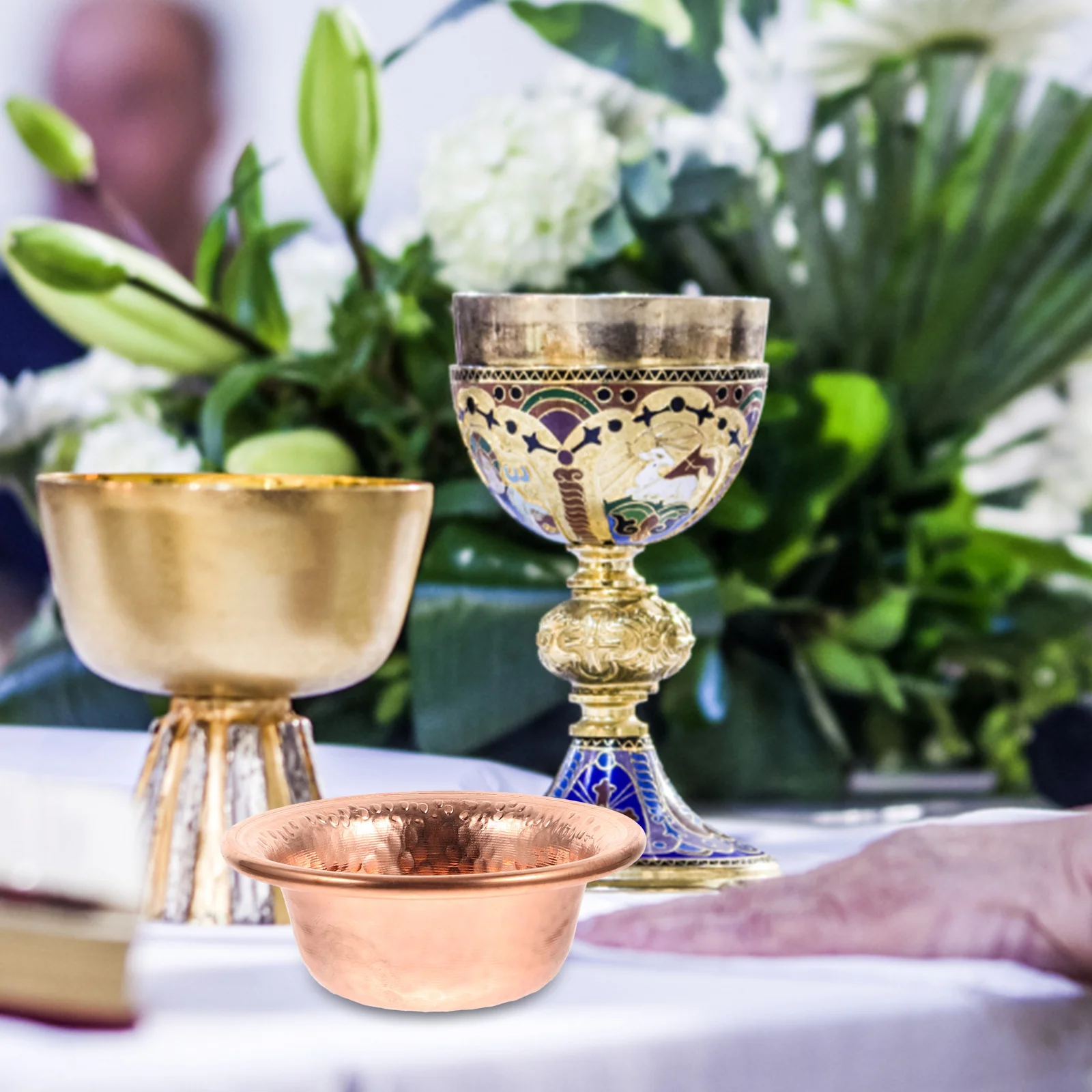 2pcs Pure Copper Holy Water Cup 128 Characters Max Sturdy Smooth Flat Inner For Temple Offering Retro Sacrifice Bowl Auspicious