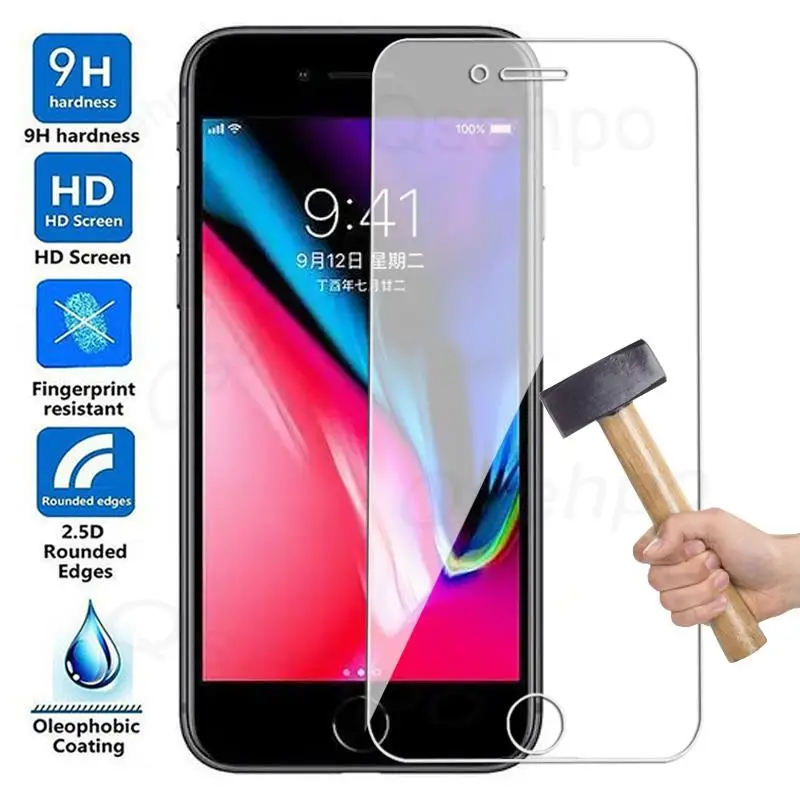 Protecteur d\'écran 100D Anti-éclatement, en verre trempé pour Apple iPhone 7 8 6 6S Plus 5 5s 5C SE 2016 2020 2022