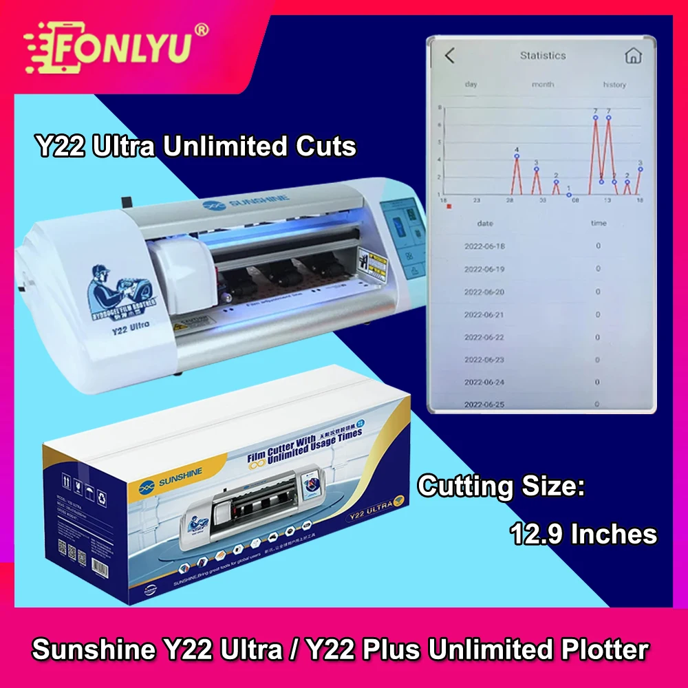 

SUNSHINE Y22 /Y22 PLUS Film Cutting Machine Unlimited Times Unlimited Film WiFi+Bluetooth , DIY customizable, under 12.9 inches
