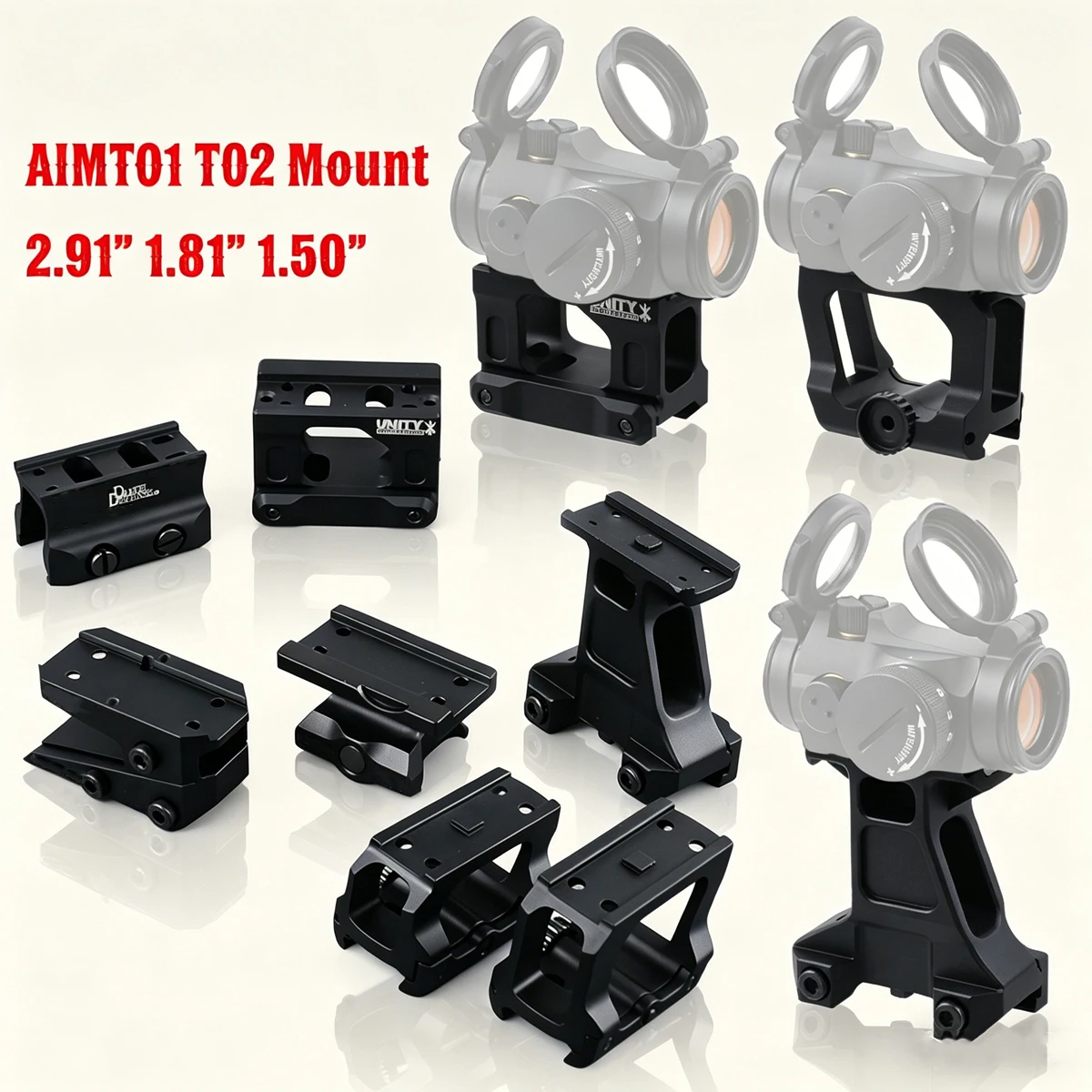 

AIM T01 T02 Red Dot Sight Scope 2.26 2.91 UNITY Fast Riser Mount 45° Offset Side Optics Bracket Base with Original Marking LOGO
