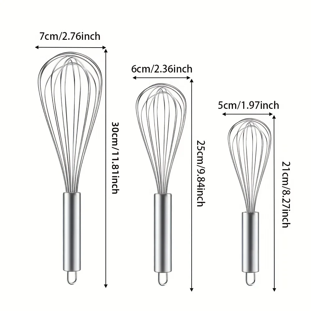 3pcs stainless steel mixer set, kitchen mixer, egg beater for cooking, egg beating, mixing, stirring (large+medium+small)