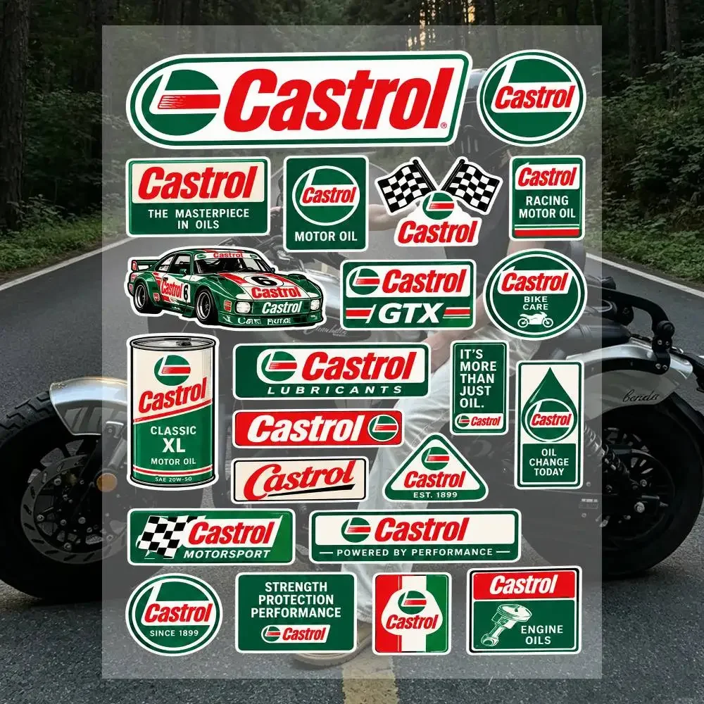 A-Ca-stro-l Motorcycle Logo Decals Sheet Waterproof Vinyl Racing Stickers For Bike Helmet Fuel Tank Laptop