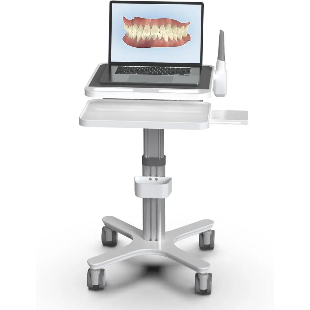 

Portable Hospital Cart with Oral Scanner Mount, Silent Wheel Laptop Workstation for Various Settings