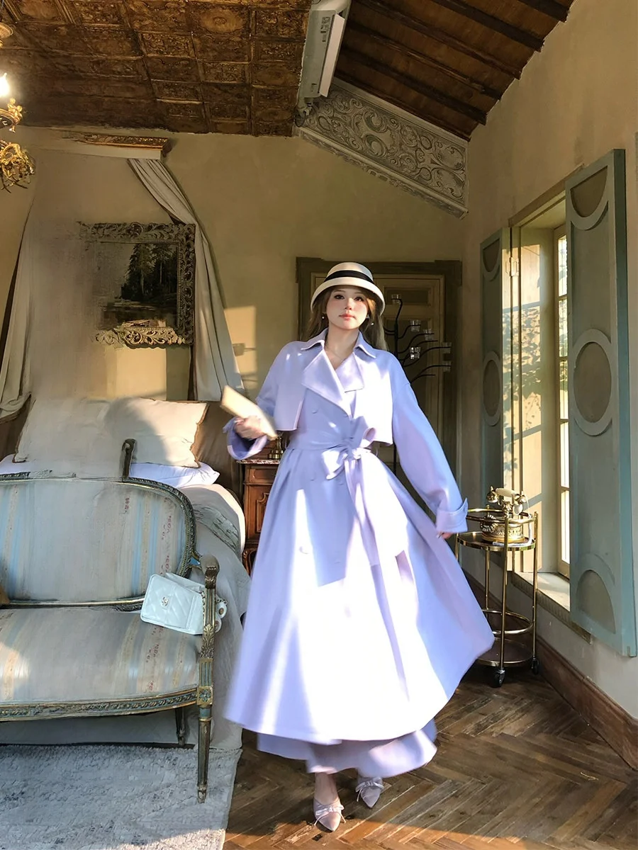 

Пальто-ветровка плиссированное Annie Ele Princ Sle для женщин больших размеров, осеннее, с завязками на талии, длинное