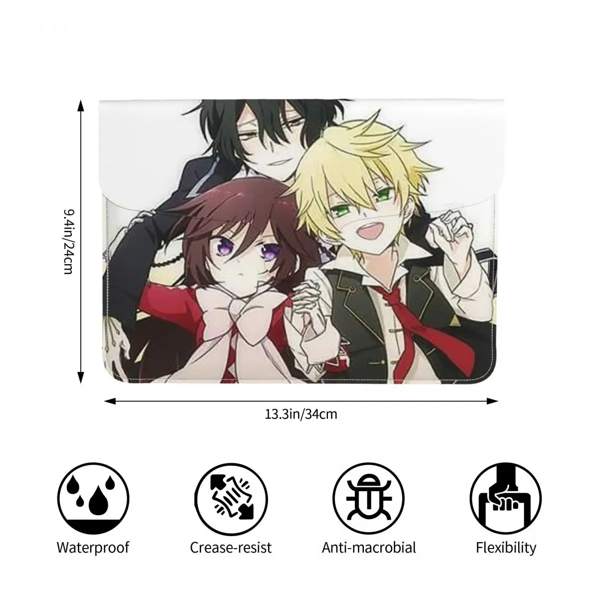 Anime Pandora Hearts PU Leather Horizontal Laptop Sleeve Shockproof Soft Lining Notebook Case 13 Inch