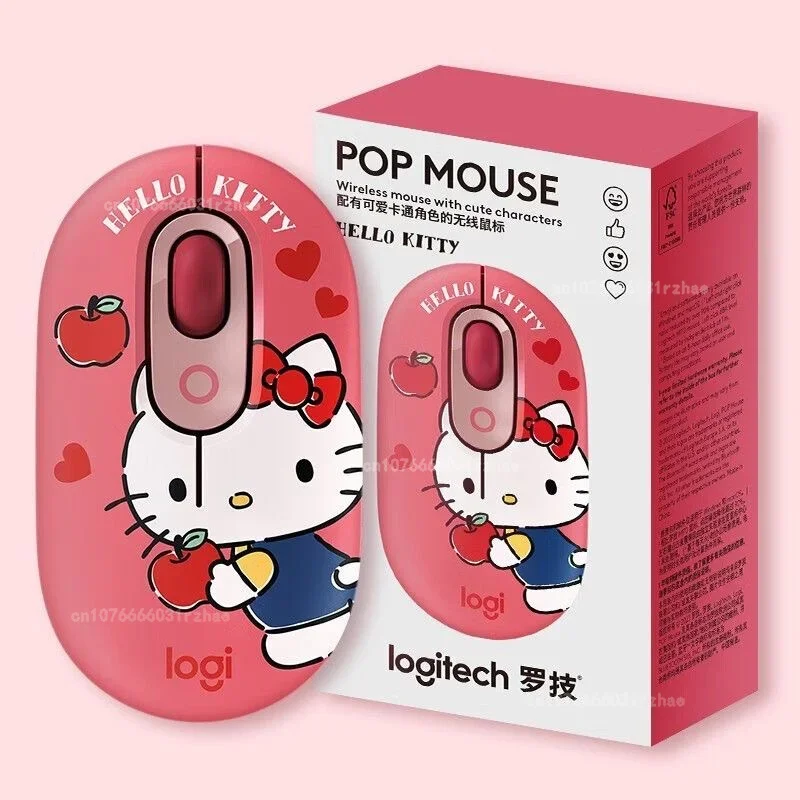 New Logitech Pop Mouse Wireless Bluetooth Online Celebrity Keyboard And Mouse Suit Cute Computer Ip Joint Hellokitty