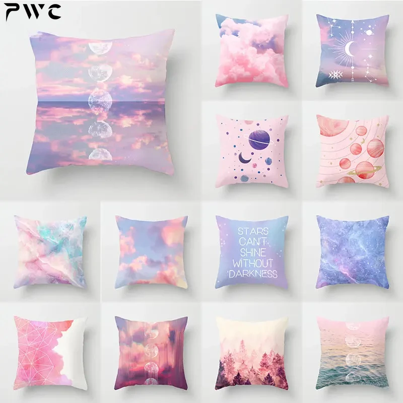 

Customizable Sofa Office Cushion Cover Pillow Cover Cushion Wholesale Pink Sky Cloud Peach Skin Pillow Cover