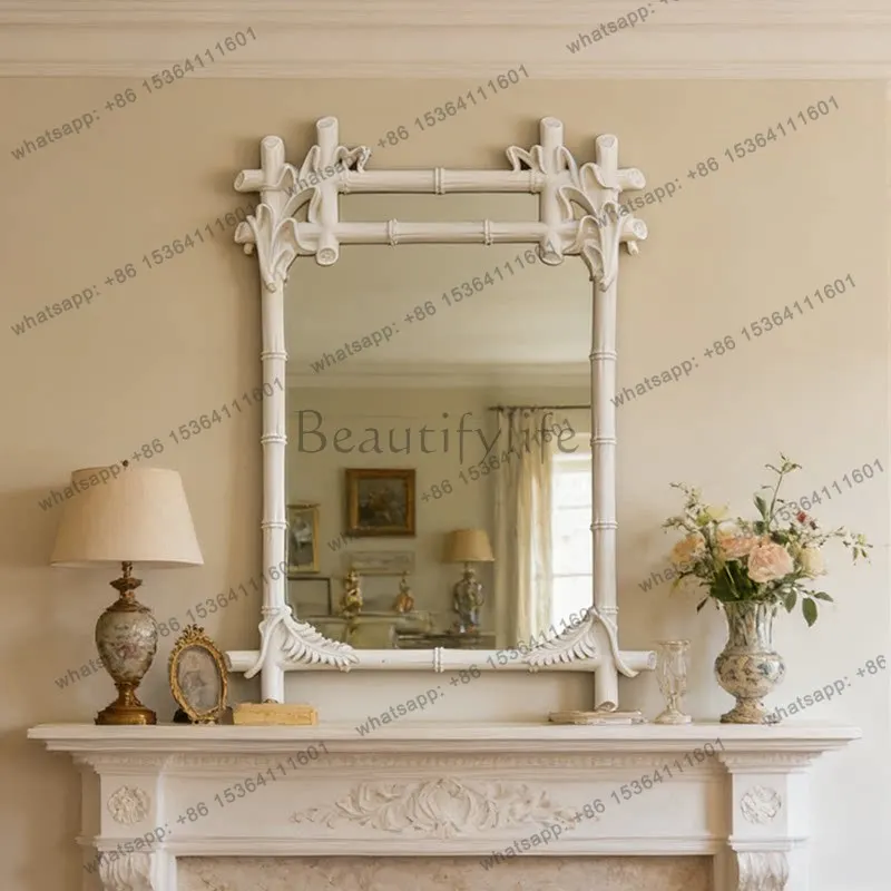 D06 European porch fireplace mirror living room art wall hanging background wall decorative mirror