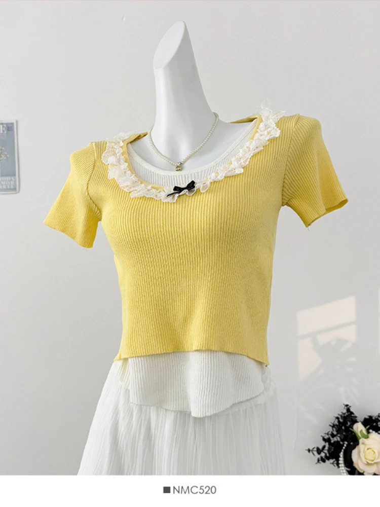 ฤดูใบไม้ผลิฤดูใบไม้ร่วงเกาหลีแฟชั่นเสื้อกันหนาวผู้หญิงเสื้อแขนสั้นดึง Femme Casual Slim หญิง Pullover ถักเสื้อผ้า 2025