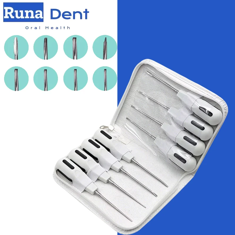 8 Piece Curved Dental Root Elevator Set Luxating Elevators Atraumatic Tooth Extraction Surgical Kit