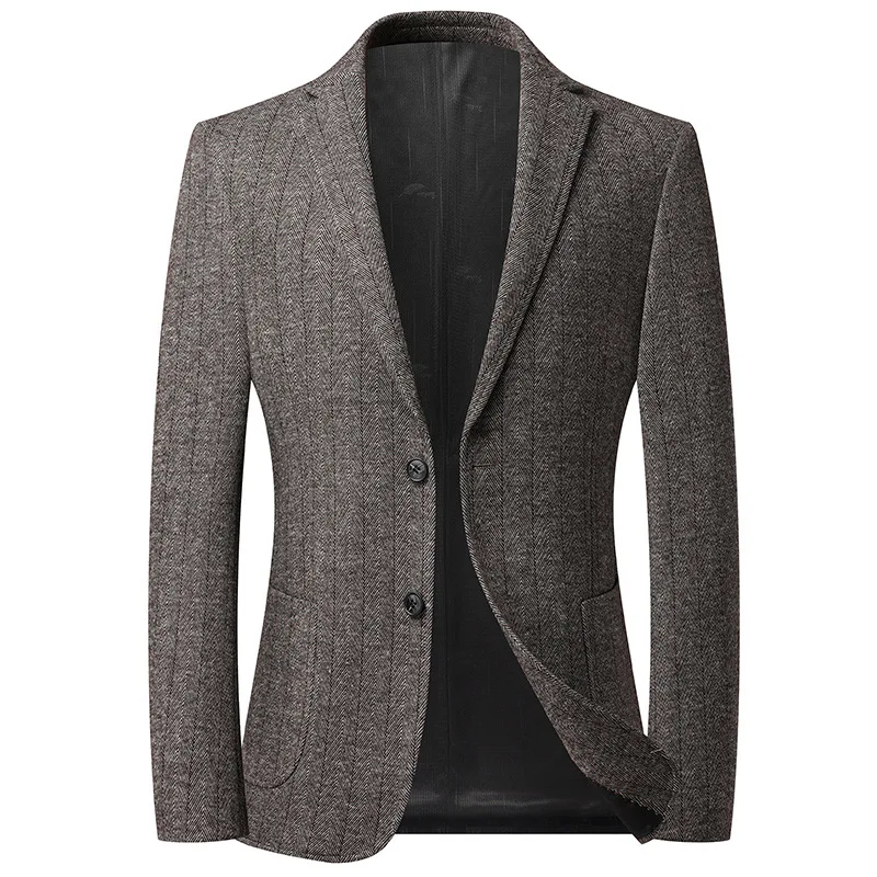 

Men's Autumn and Winter Woolen Suit Business Casual Suit Jacket Herringbone Pattern Short Slim Fit Coat