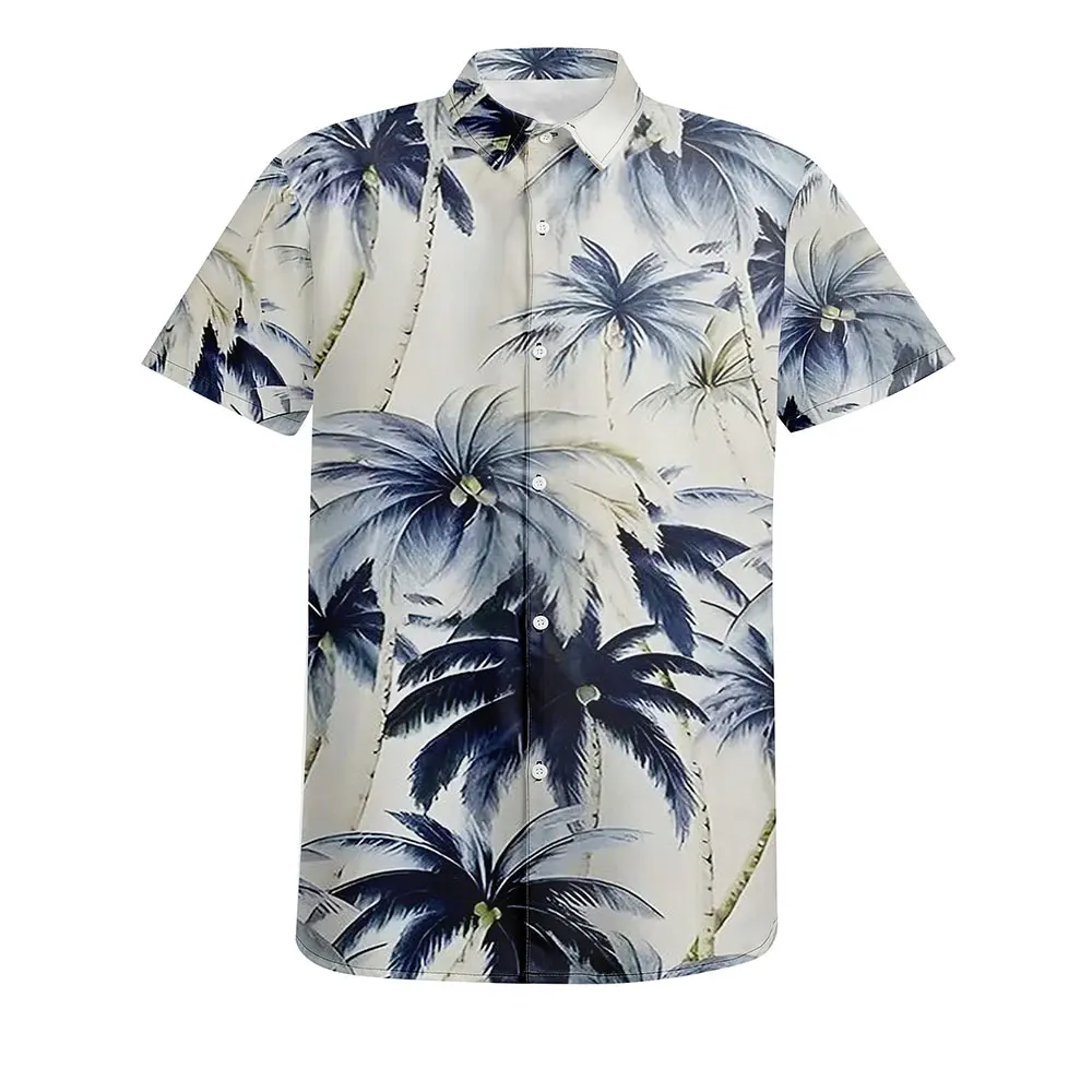 

Men'S Shirt Hawaii Casual Holiday Shirt 3D Coconut Tree Pattern Full-Body Printed Shirt Fashion Short Sleeve Lapel Button Up Top