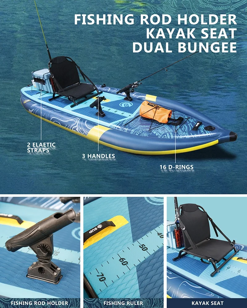 Tabla de Paddle inflable para barco de Kayak de pesca E-SUP con bolsa de accesorios para tabla de surf y bomba hecha de EVA duradera y PVC