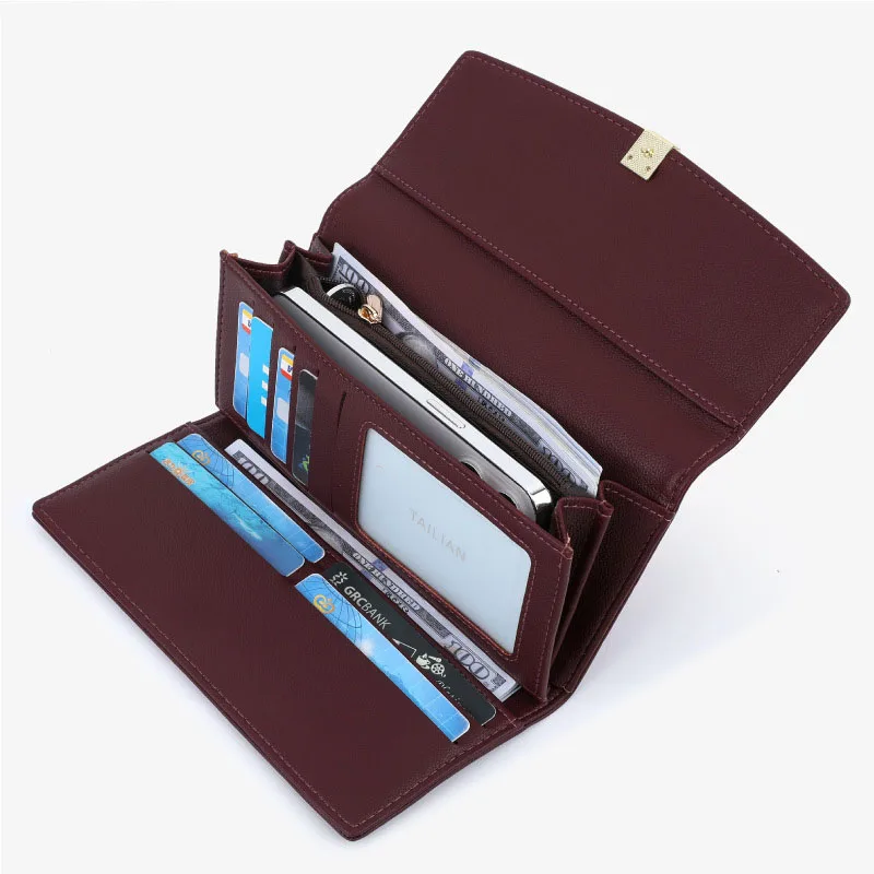 Elegant Women Wallet PU Leather Fold-over Purse ID Card Holder Ladies Wallet Female Hasp Clutch billetera bolas billetera