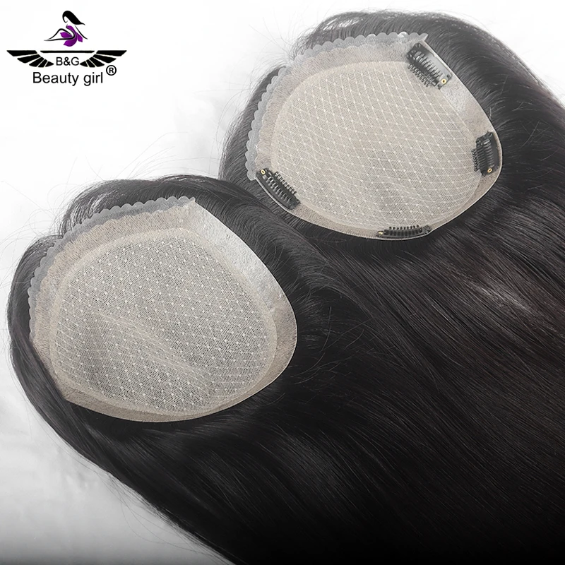 

Natural Color 6.2X7 Real Human Virgin Hair Women Toupee Silky Straight Skin Pu Around Soft Silk Base Hair Topper