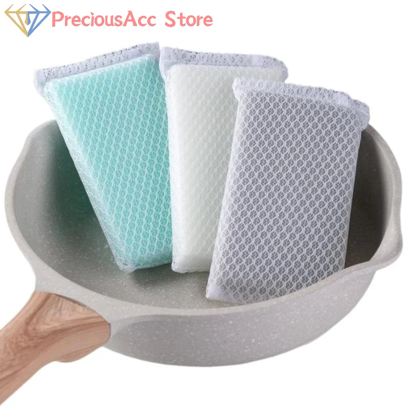 5/10Pcs Non Stick Scouring Pad Dish Sponge Cleaning Supplies Resilient Net Foaming Easily For Pan Bowl Sponges Scouring