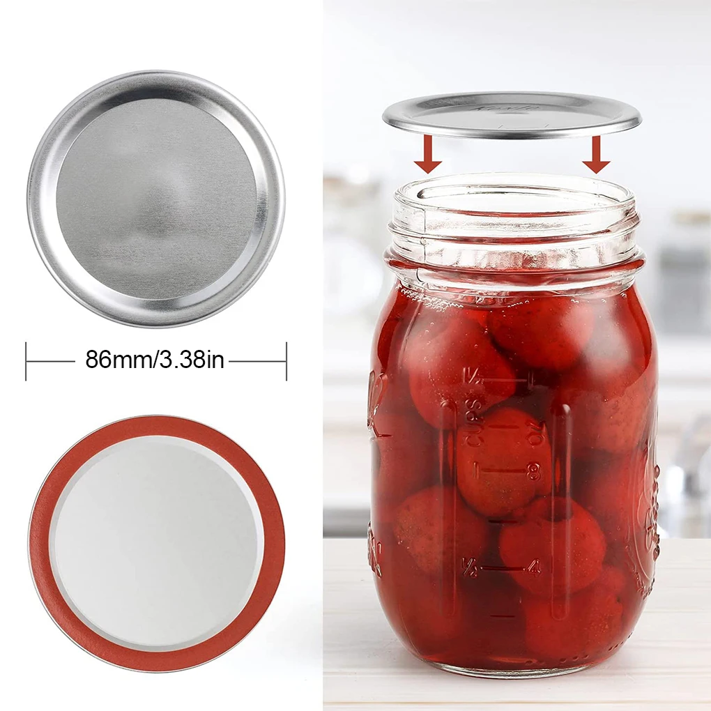 

Canning Lids Metal Sealing Jar Lids Replacement Split-Type Can Caps, Wide Mouth, 86mm, 100pcs