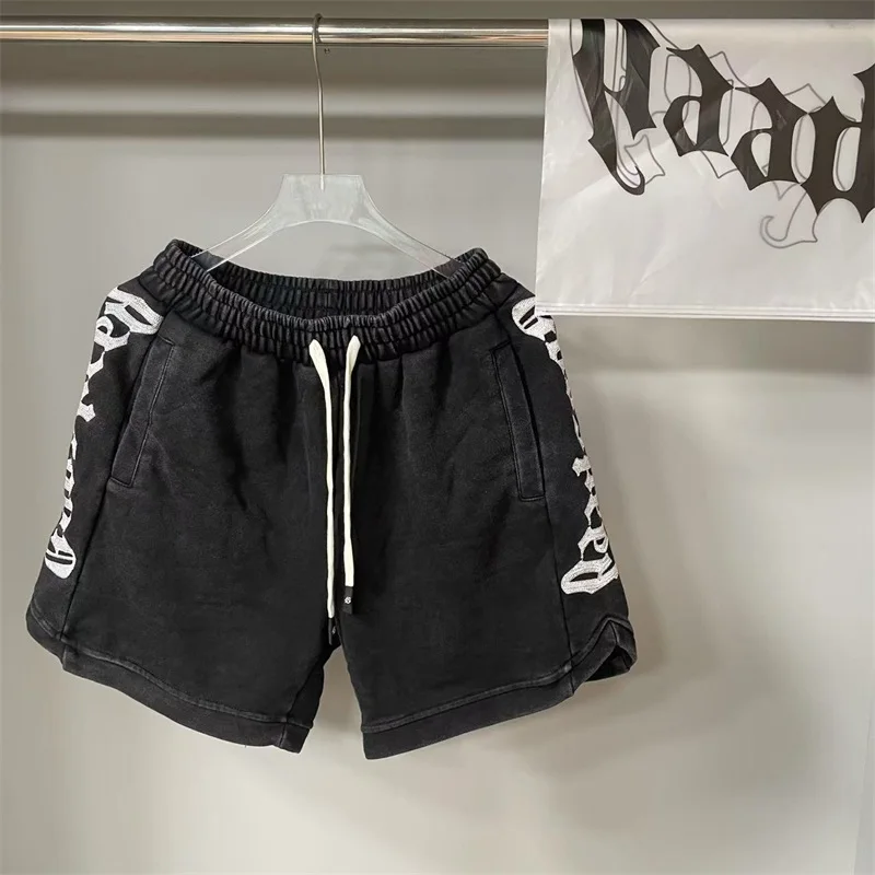 

God Speed Men's Shorts Pure Cotton Vintage Black Wash Drawstring Sport Shorts