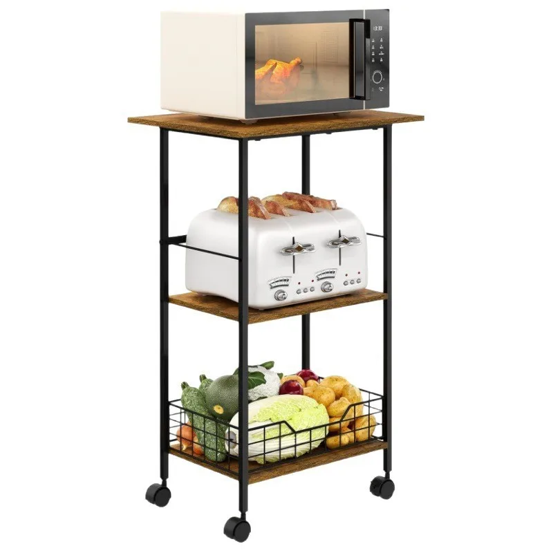 

Kitchen Microwave Oven Solid Wood Shelf Kitchen Countertop Appliance Pot Oven Multifunctional Shelf Storage Shelf