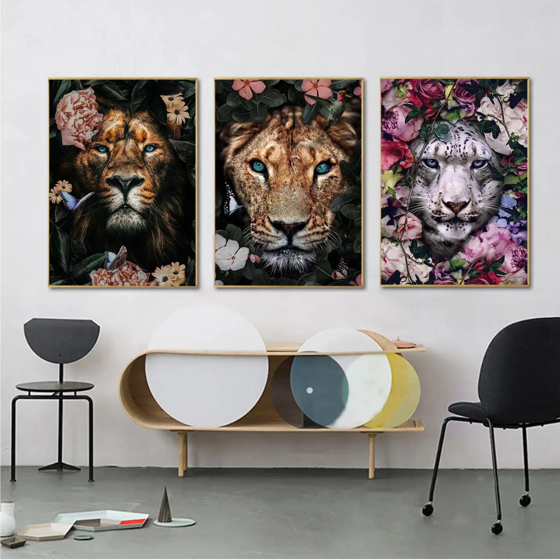 

Flower Leaves Animals Whitepaper Poster Whitepaper Sticker DIY Room Bar Cafe Vintage Decorative Painting