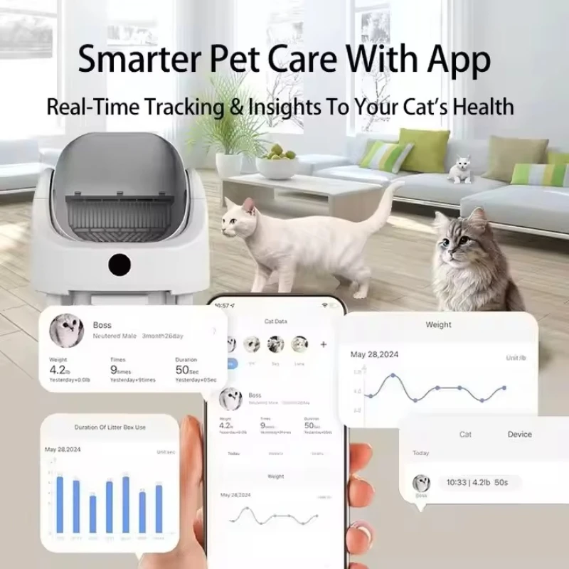 2025 Tuya APP-Control Smart Automatic Cat Litter Box OEM Plastic Pet Product Self-Cleaning Feature Hot Sell Accessory