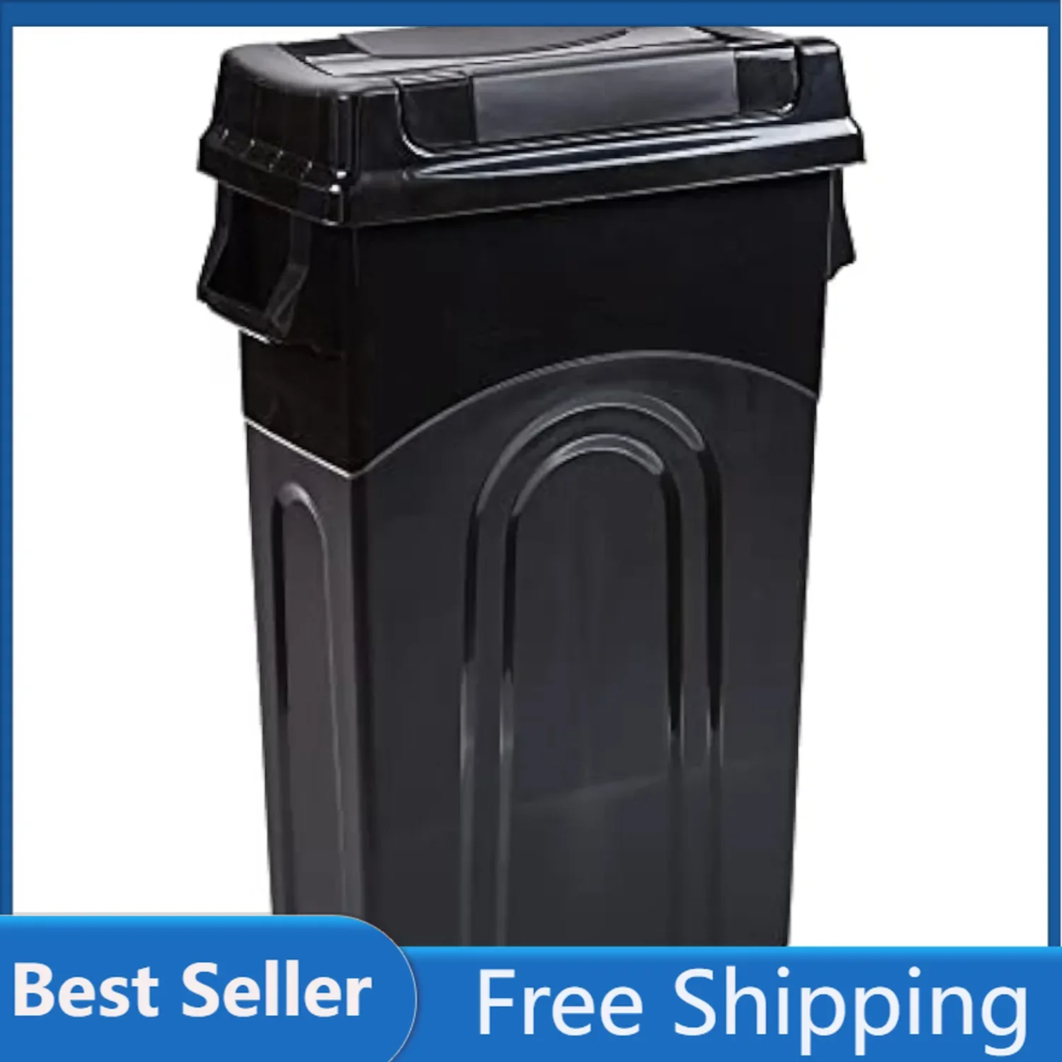 Highboy Waste Container with Swing Lid, 23 Gallon, Space Saving Slim Profile and Easy Bag Removal, Handles for Easy Carrying