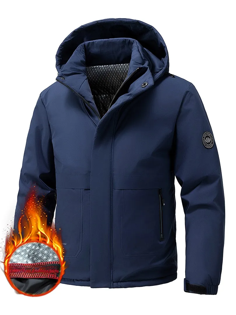 

Мужская утепленная хлопковая куртка на осень-зиму, повседневная верхняя одежда, теплая, приталенная, со съемным капюшоном, длинными рукавами, на молнии