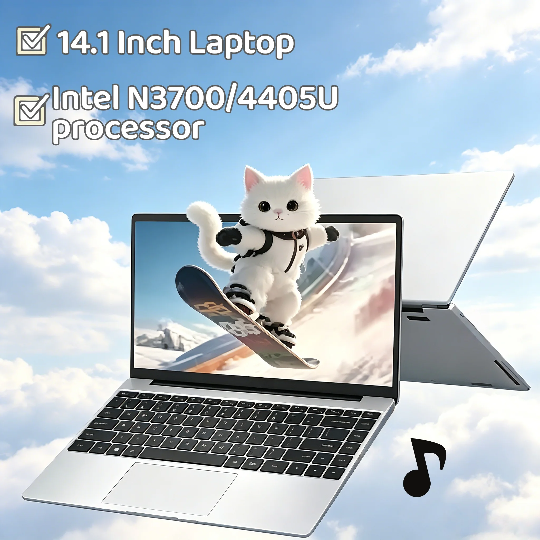 

Portable Slim 14.1 Inch Laptop Intel N3700/4405U DDR4 2TB SSD Windows 11 Daily Office Notebook