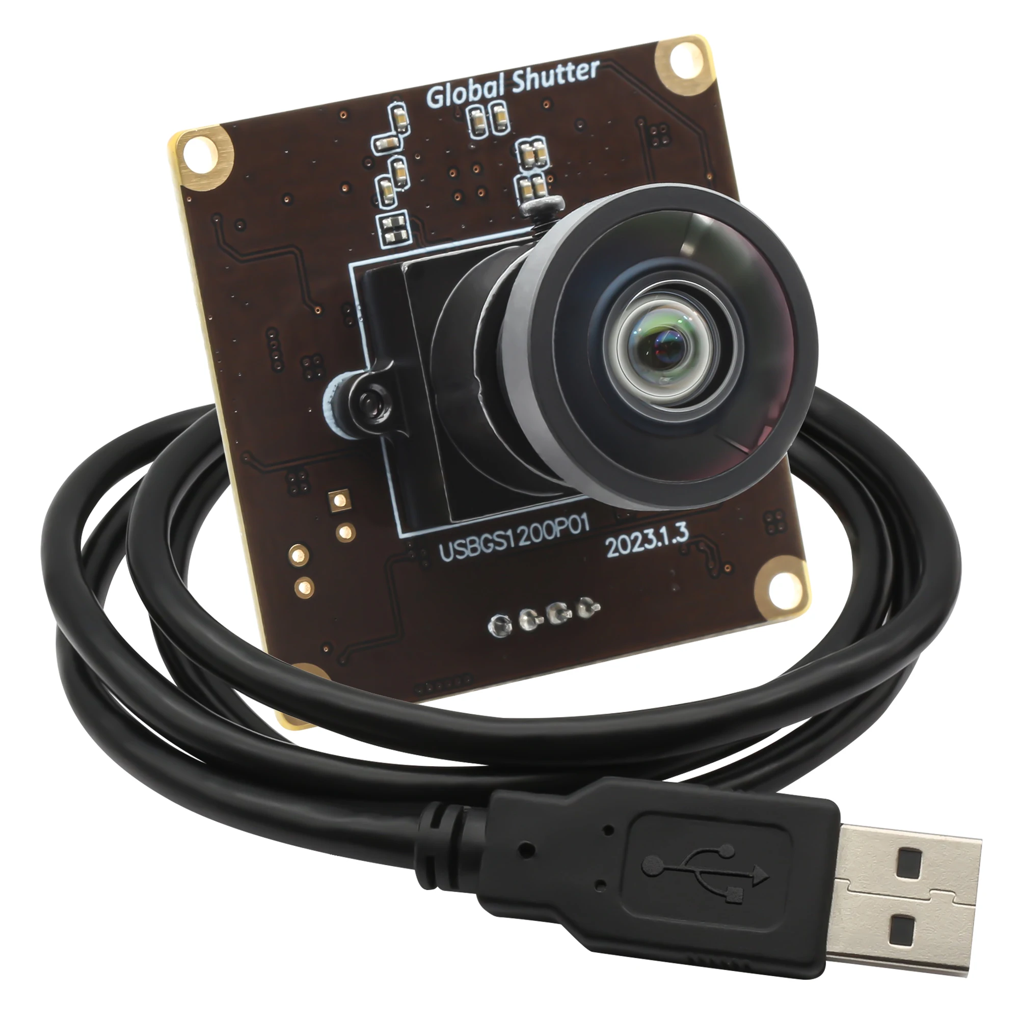 ELP Global Shutter Webcam Module 1200P Wide Degree No Distortion Aptina Sensor 90FPS USB Camera Module for Fast Moving Capturing