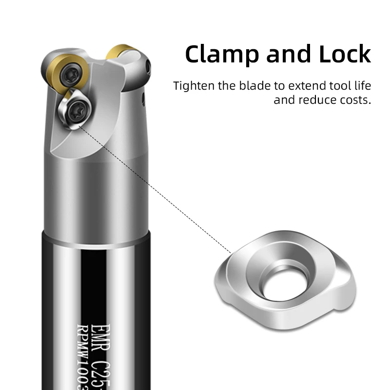 20pcs R4 R5 R6 R8 Carbide Inserts Pressure Plate Screw Clamp Blades M3 M4 M5 Tool Parts Accessories for EMR EMRW