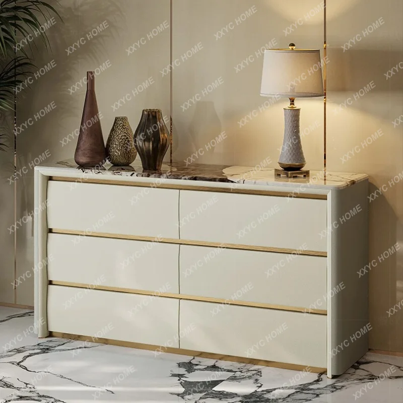 Light Luxury Bucket Cabinet Fashionable Marble High-end TV Cabinet Bedroom Storage Porch Storage Cabinet