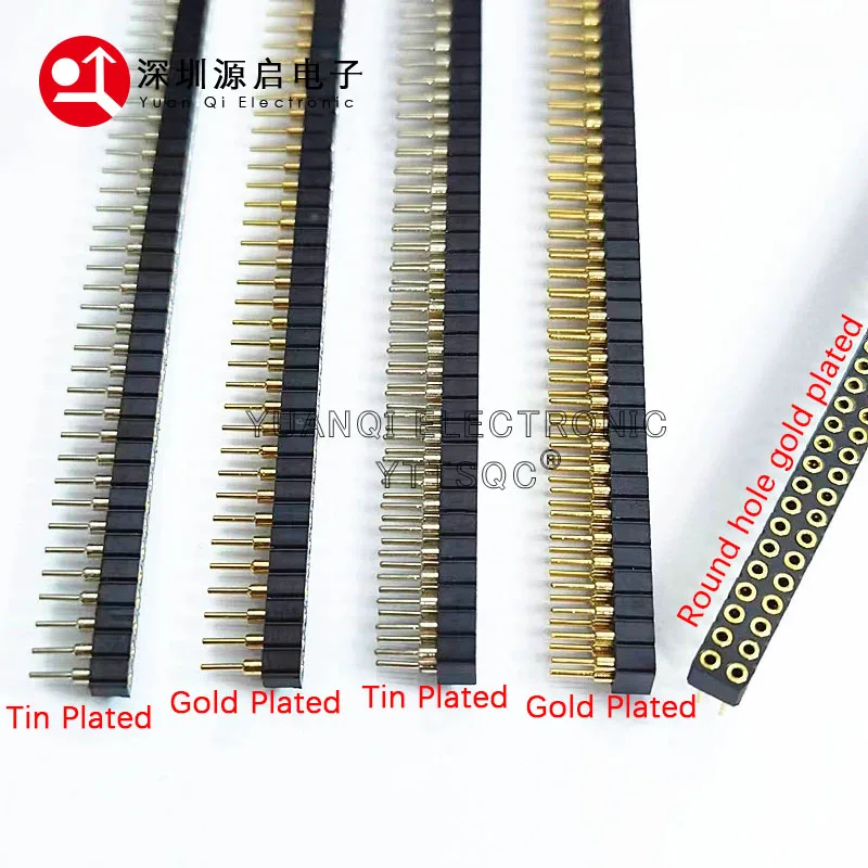 5Pcs Round Hole Pin Header 2.0MM Pitch Female/Male Single/Double Row 1x40P/2x40P Socket Strip PCB Connector Tin/Gold Plated 80P