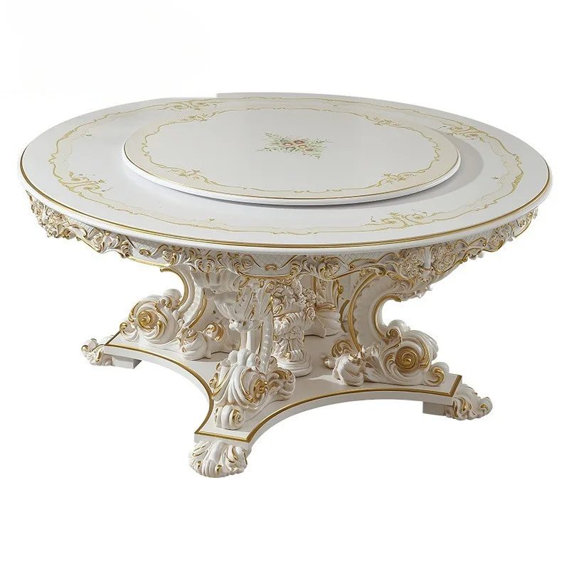 Round dining table dining chair combination painted dining room luxury furniture