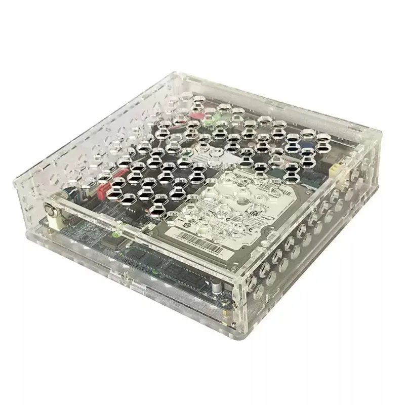 ITX Small Chassis Mini Compact Acrylic Plexiglass DIY Display Core Computer Onboard DC Industrial Control Main Board Portable