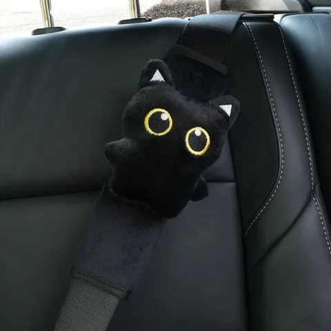 Мягкая Накладка На Ремень Безопасности Black Cat Для Снятия Давления, Защитный Чехол Для Автомобильных Ремней Безопасности
