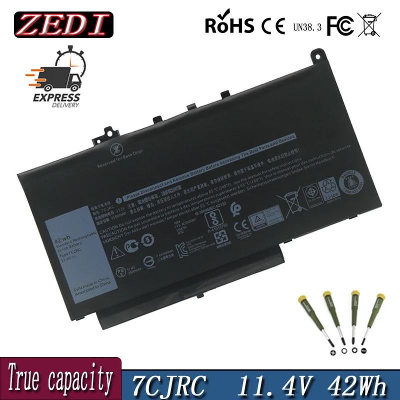 

ZEDI New Original 7CJRC Laptop Battery For DELL Latitude E7270 E7470 Series P26S001 P61G001 21X15 021X15 11.4V 42WH