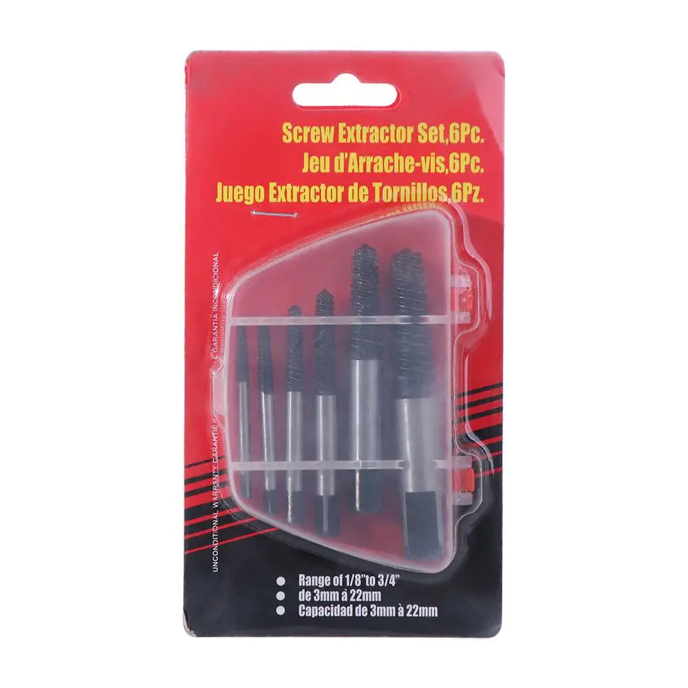 6pcs Durable Non-slip Broken Screw Extractor Convenient Efficient Bolt Remover Carbon Steel Professional Drill Bit Set Faucet