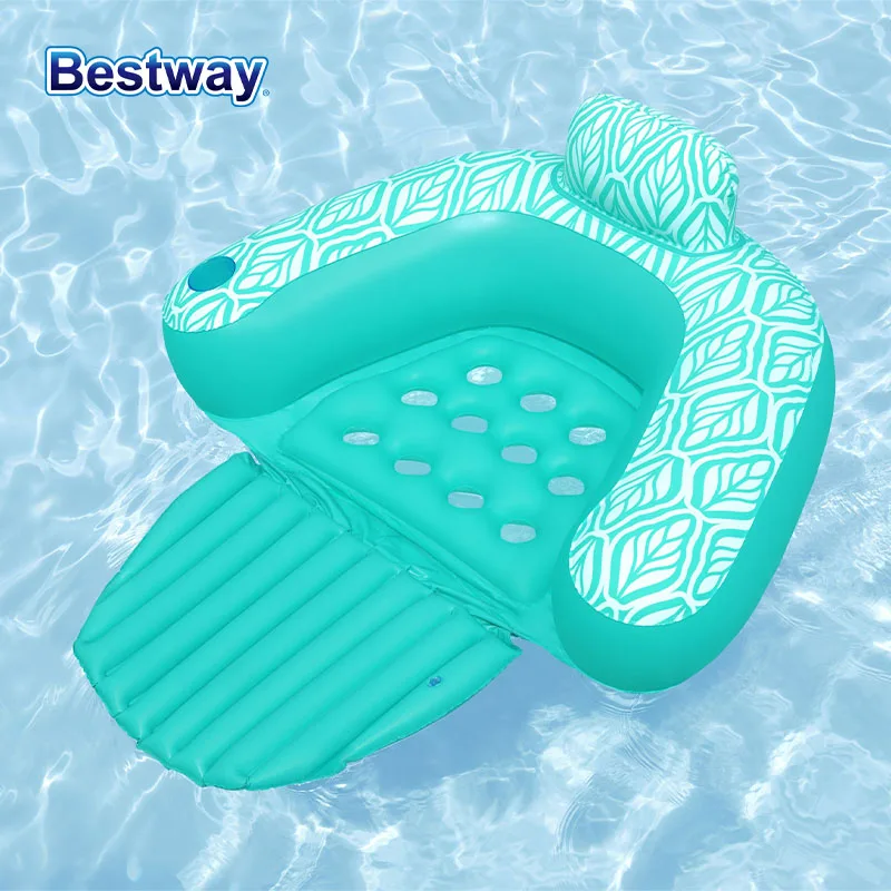 Bestway 43719 1PC Portable Inflatable Floating Pool Lounge Chair with Backrest and Cup Holder, Inflatable Pool Floating Chair