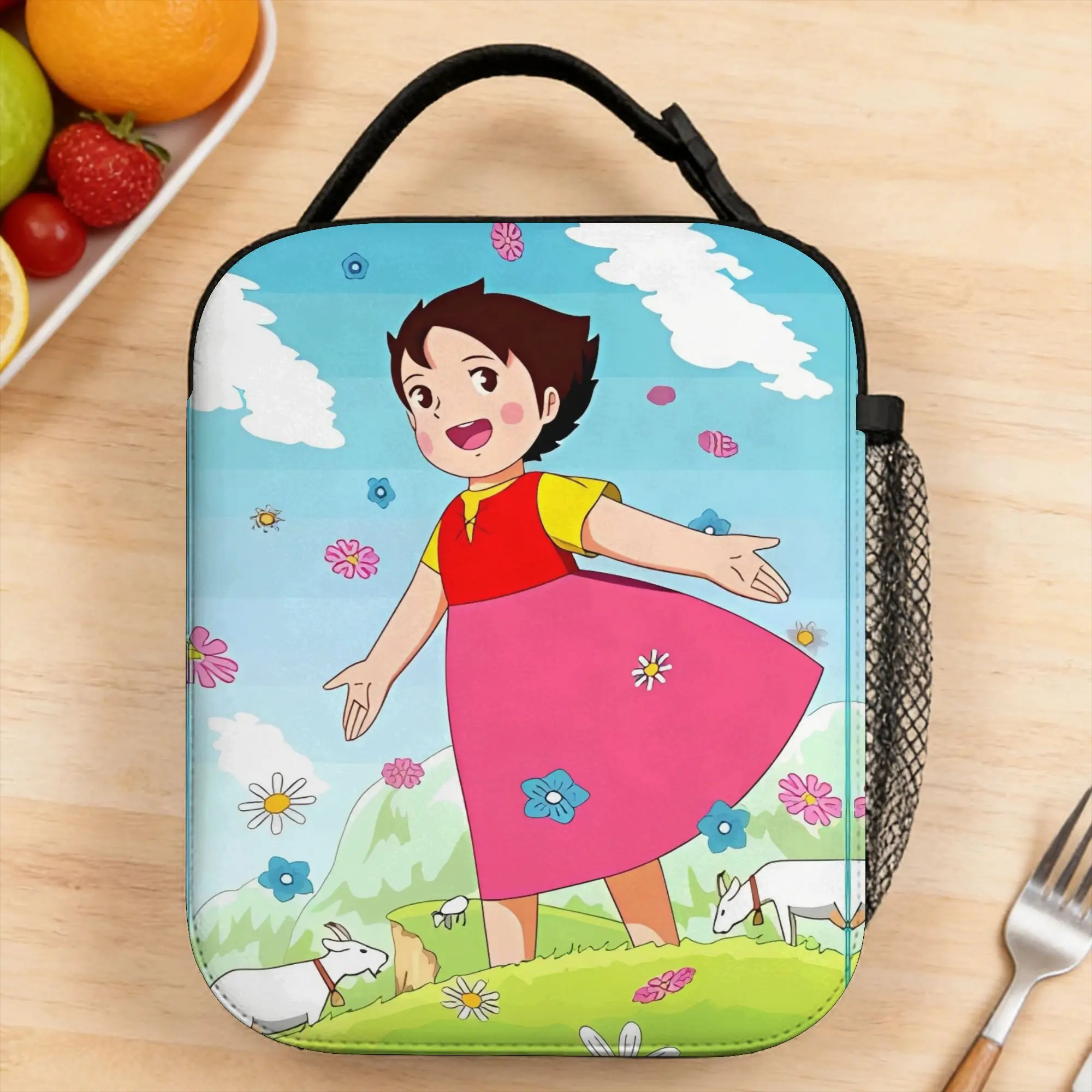 Custom Alps Mountain Girl Happy Heidi Lunch Bag For Child  Custom Travel Lunch Box Fashion Portable Insulated Oxford Cooler Bag