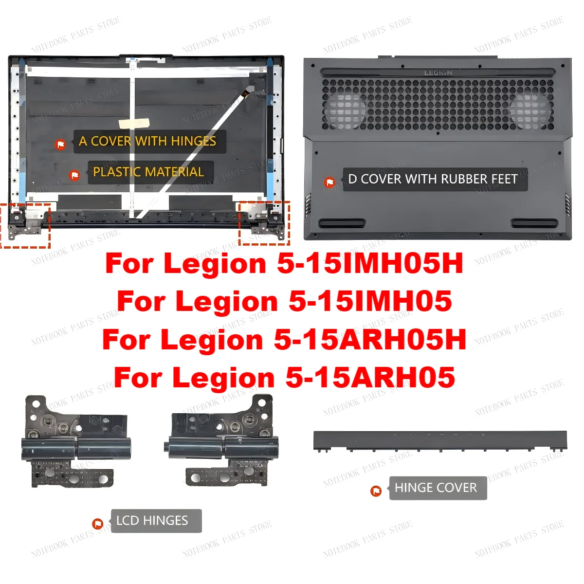 

New For Legion 5-15IMH05H 5-15IMH05 5-15ARH05H 5-15ARH05 Y7000 Y550-15 Back cover Lower Bottom Case hinges 81Y6 82AU 82CF