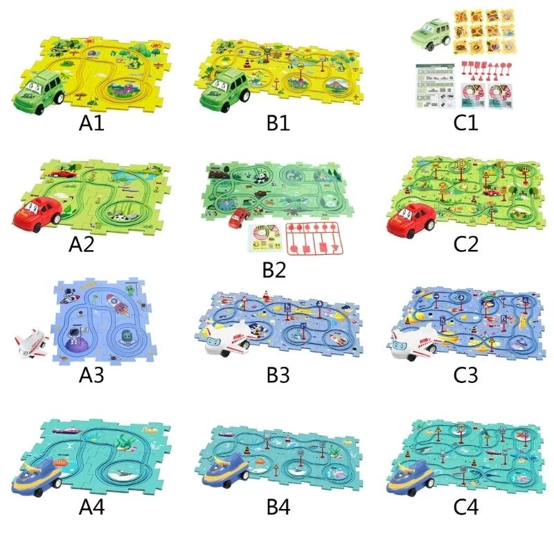 Bộ câu đố xe tập hợp cho bé trai tự làm đường đua xe đồ chơi đồ chơi chơi xe trẻ