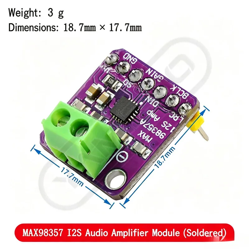 MAX98357 I2S Audio-Verstärkermodul Filterfreie Klasse-D-Verstärkung Unterstützt ESP32 Raspberry Pi – Detail 2