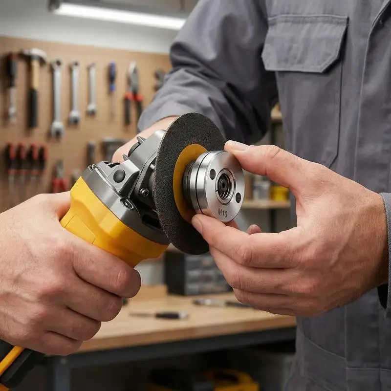 

Комплект инструментов для угловой шлифовальной машины: сменные внутренние и внешние фланцевые гайки, металлическая прижимная пластина, антивибрационные элементы