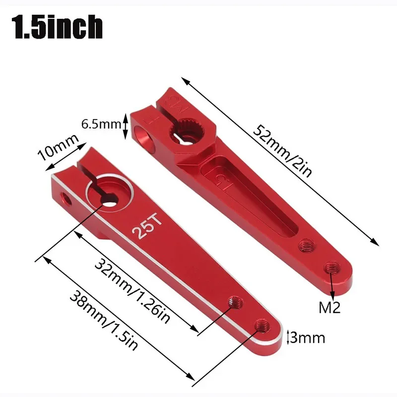 Klaxon de bras de servo de direction en métal CNC en aluminium, avion RC, servo de voiture 25T, allonger les pièces de bras oscillant, 1/1 pouces, 25/1 pouces, 5/1 pouces, 75 pouces, 2 pouces, 1 pièce