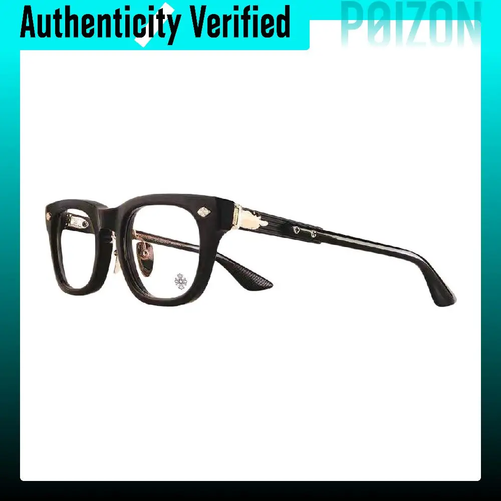 Chrome Hearts Oval Prescription Glasses Unisex Black BK-P-18KGP