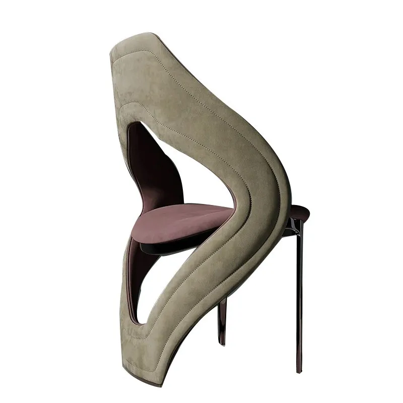 

Light luxury stainless steel dining chair high-end home chair villa model room creative designer reception
