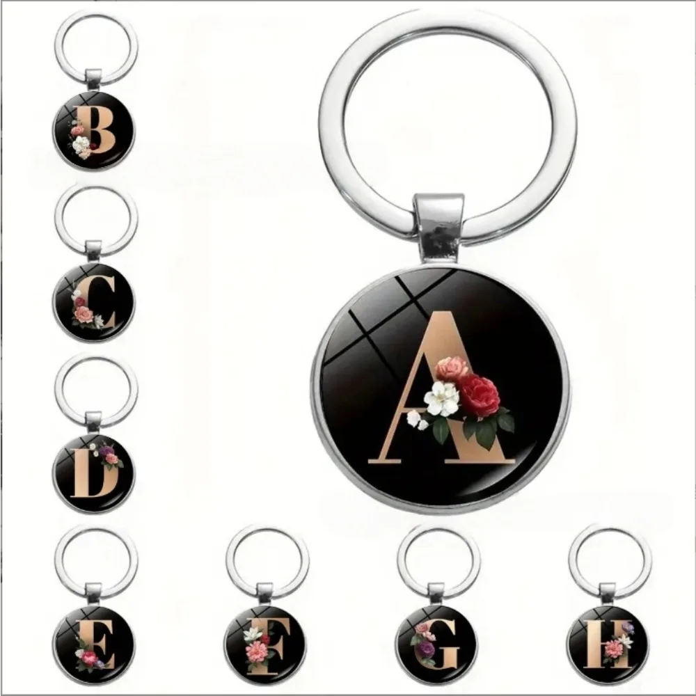 

26 Letter Love Core Heart Keychain Popular for Car Moto Keyring A-Z Color Mirror Pendant Key Ring Backpack Buckle Chains Gift